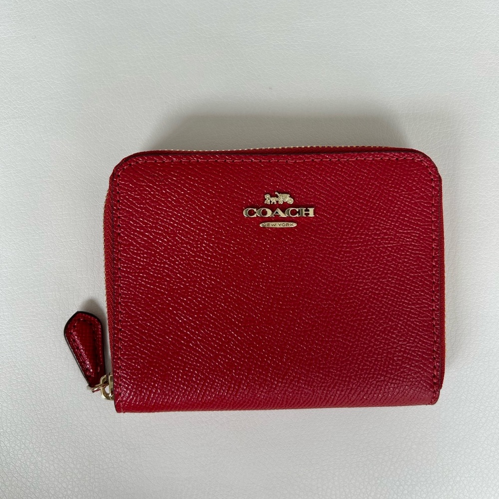 Brand New Red Coach Zip Around Walllet